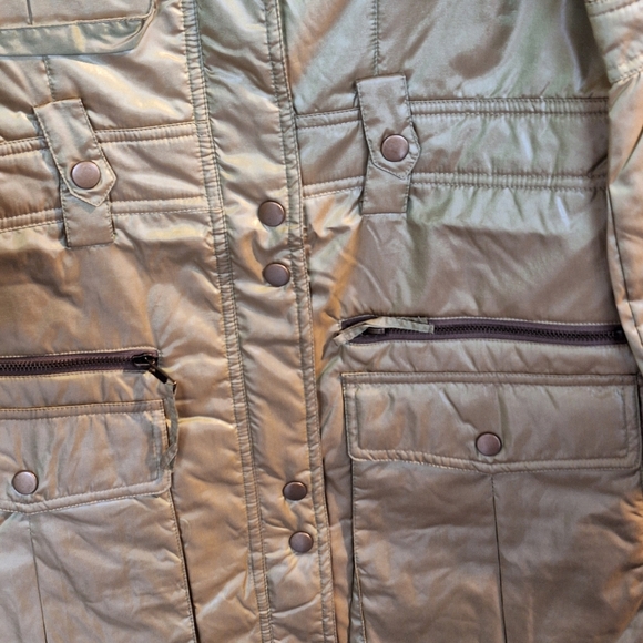 Green/Gold Women's Jacket Junior SzL Zip/Snap Front Bell Sleeves MSRP $49.99 NWT - Picture 8 of 9